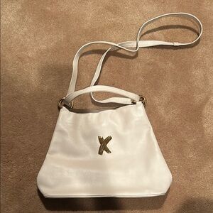 Paloma Picasso Genuine Leather Crossbody Purse Beige classic Chic